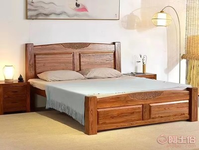 匠心传承，自然之韵 夏津红军老榆木古典家具厂实木新中式床鉴赏